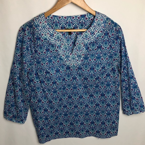 Talbots Tops - Talbots Blue Paisley Blouse Medium Petite